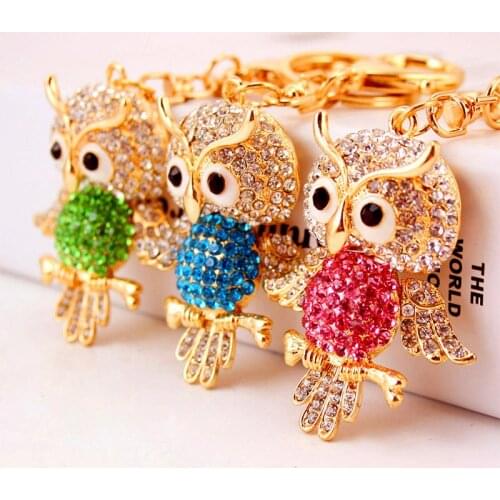 Korean-Style Creative Cute Cartoon Owl Car Key Chain Womens Bag Accessories Metal Pendant Key Ring