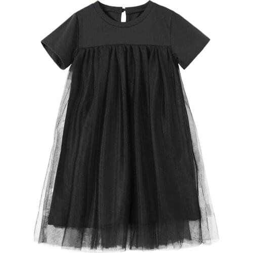 Summer Sisters Girls Black Dress Mesh Cotton Casual Clothing 6 8 10 12 years old