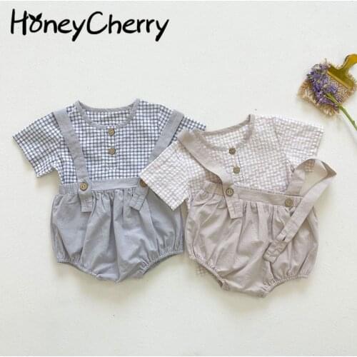 Baby summer short-sleeved shirt + overalls set baby boy clothes set baby girl clothes