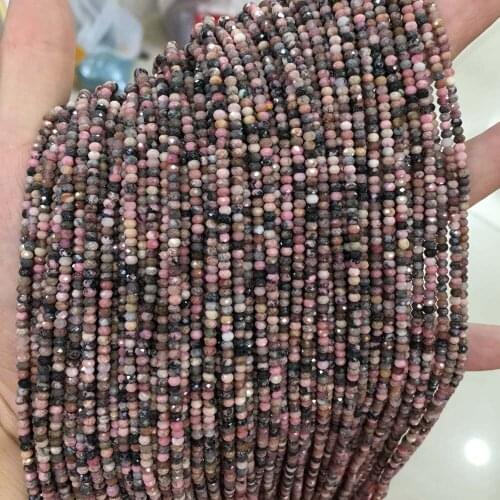 Small Faceted Beads Natural Stone Beads Section Abacus Shape Dialogite Jewelry DIY Bracelet Necklace Accessories Size 2x3mm