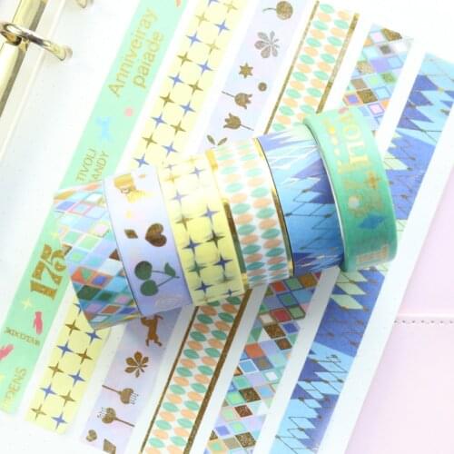 Domikee cute candy Japanese gold foil decorative DIY washi paper masking tapes for diary planner photo greeting card stationery