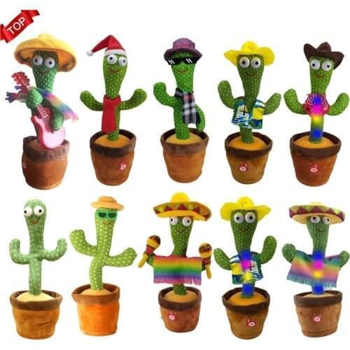 Cute Dancing Cactus Plush Toys Electronic Shake Singing Dancing Toy Reduce Stress Christmas Cactus Education Toy For Children