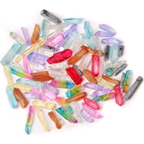 10-30 pcs Eletroplated Natural Point Quartz Beads Wholesale 13-30 mm*3-8 mm Rough Drilled Loose Stone Bead DIY Making Jewelry