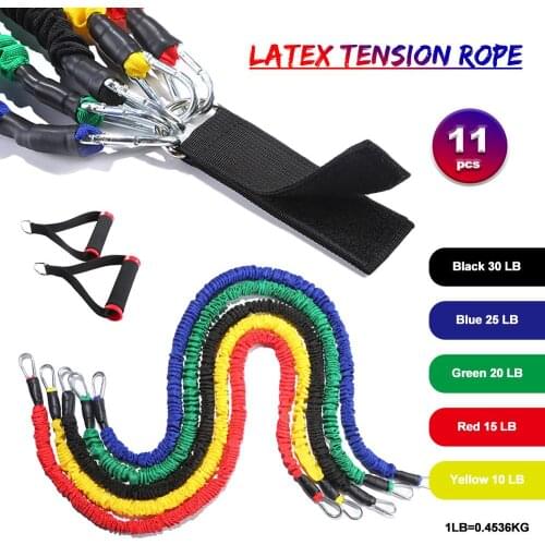 11 PCS Tube Resistance Bands Set 100 LB with Protective Nylon Sleeves Fitness Elastic Bands for Home Training Workout Equipment