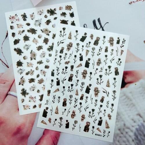New Dark Rose Pattern Nail Art Sticker Self Adhesive Transfer Decal 3D Slider DIY Tips Nail Art Decoration Manicure Package