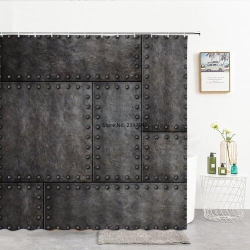 Personality Geometry Metal Texture Pattern Bath Shower Curtain Waterproof Decoration Shower Curtains With Hooks Bathroom Screen