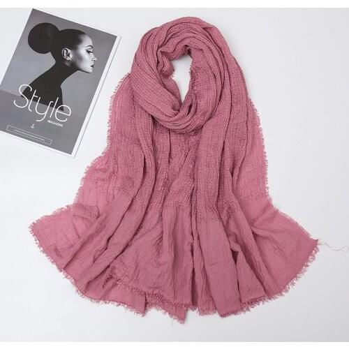 Autumn winter cotton scarf shawls for women muslim soft headscarf Malaysia hijab scarf crinkle head scarves female head wraps