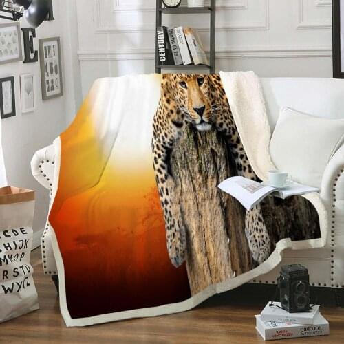 Leopard Sherpa Blanket Wild Animals Fur Throw Blanket for Kids Teens Cool Soft Bedspreads Drop Ship