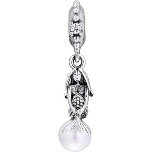 QANDOCCI 925 Sterling Silver Beads Fit Pandora Bracelets Luminous Ariel Hanging Charms for Women DIY Jewelry kralen pulsera