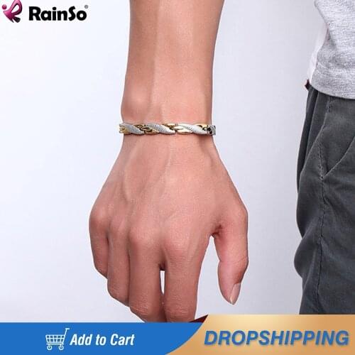 Rainso Brand New Magnetic 4 Health Care Elements 316L Stainless Steel Bracelets & Bangles for Women Fashion Jewelry OSB-692GFIR