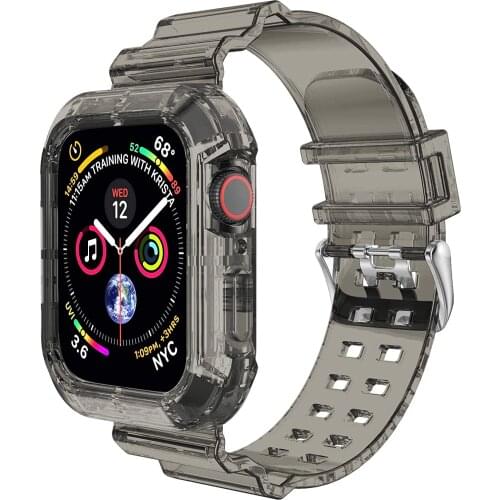 Watchband+Case for Apple Watch Series 6 5 4 Plastic Strap 40 44mm Repalcement Band for Series 6 5 4 Watch Case