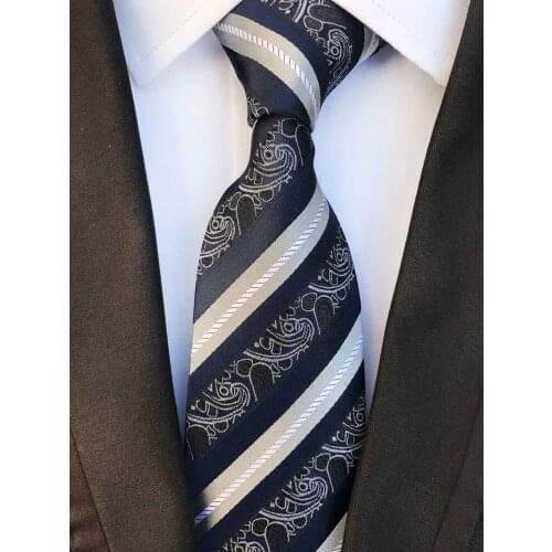 Luxury Men Fashion Paisley Striped Tie Handmade Woven Necktie for Meeting Wedding