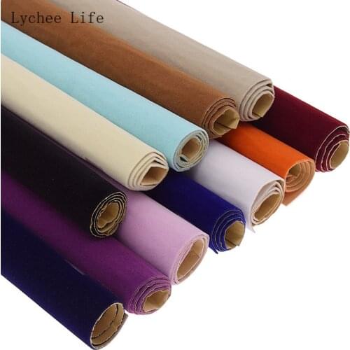 Lychee Life A4 Self Adhesive Velvet Fabric For Dress Sofa Solid Color Tissue Fabric Diy Pillow Curtain Sewing Crafts