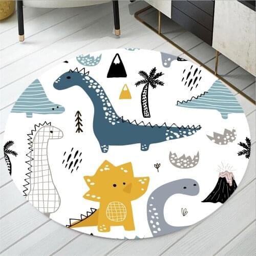 Dinosaur Family Round Carpet Non Slip Area Rugs Animals Floor Mat For Kids Cartoon Floor Mat for Bedroom Dropshipping