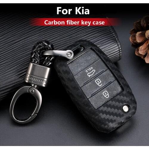 Carbon Fiber Silica gel Car Key Case Cover Shell For Kia Rio QL Sportage Ceed Cerato Sorento K2 K3 K4 K5 KX5 Auto Accessories