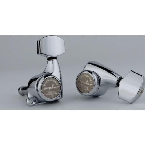 GUYKER Chrome Guitar Locking Tuners Machine Heads Tuners 3R3L Gear ratio 1:21 Lock Tuning Pegs for LP SG Electric Guitars Silver
