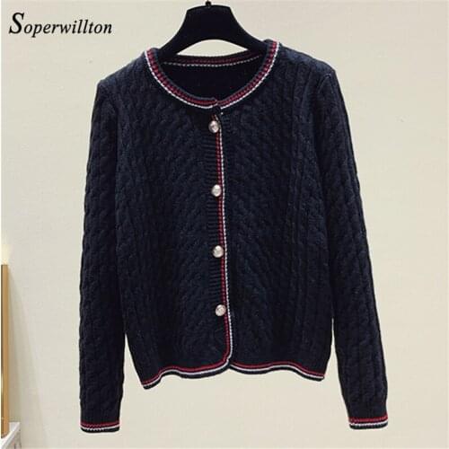 Vintage graceful Female cardigan White Black Button diamond woman sweaters Fashion Cardigans For Women 2020 Winter jumper