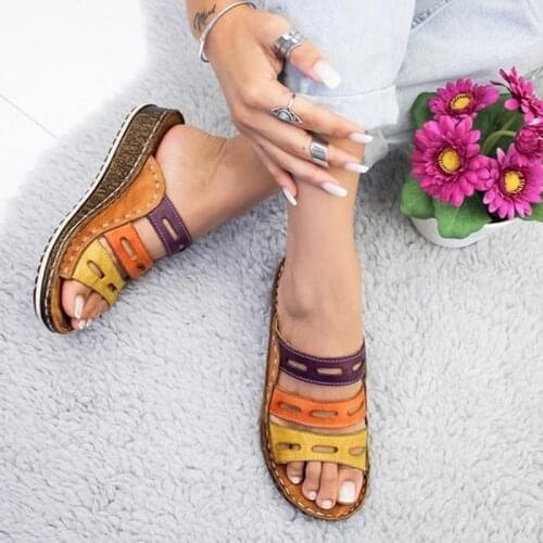 PUIMENTIUA 2019 Summer Womens Slipper Footwear Peep-Toe Shoes High-Heeled Platfrom Casual Wedges For Women Rome Shoes