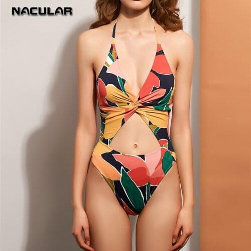 Nacular Sexy One Piece Women Swimwear Swimsuit Retro Bathing Suit Printed Female Beachwear Summer Brazilian Bodysuit