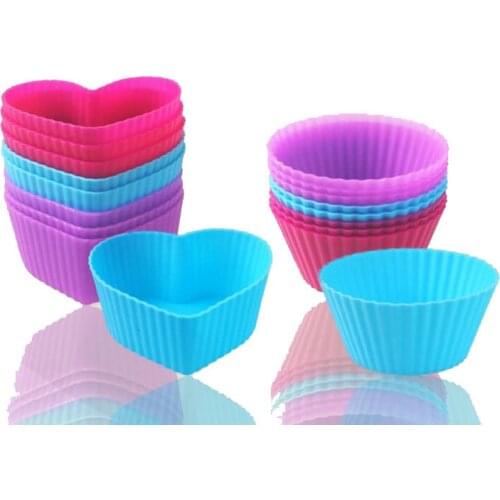 8pcs Thicken Style Silicone Round Heart-Shaped Cup Cake With PVC Box Muffin Cupcake Cases Baking Cup