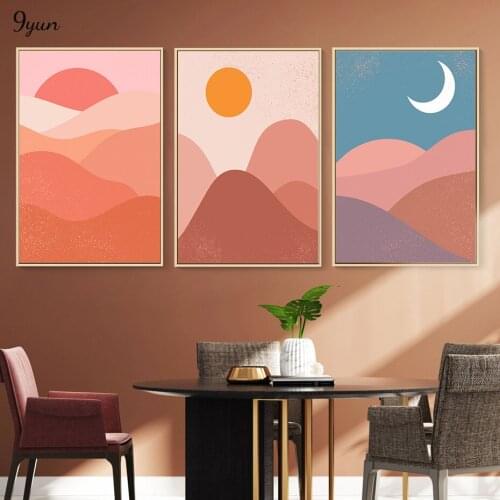 Abstract Landscapes Poster Boho Sunrise Sunset Night Wall Art Print Picture Canvas Painting Interior Living Room Decoration