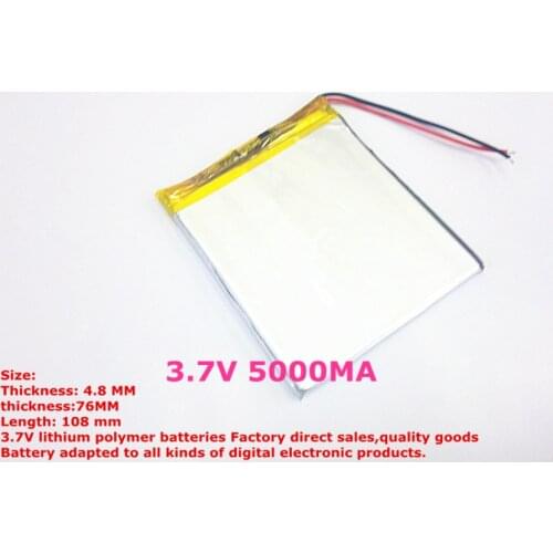 1PCS free shipping wholesale NEW Battery for tablet PC PL4876108 battery 3.7V 5000MA