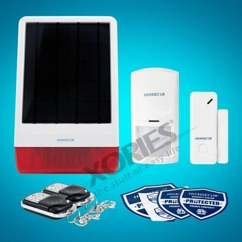HOMSECUR HOMSECUR 120dB Solar Powered Strobe Siren+LED Flashing as Burglar Alarm System Optional Sets