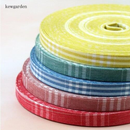 Kewgarden Plaid Fabric Layering Cloth Ribbon 2" 1" 25mm 1cm DIY Brooch Hair Bowknot Handmade Tape Accessories Webbing 6 Meter