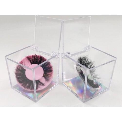 Eyelash Packaging Box Transparent Square Lash Box Empty Clear Mink Lashes Packaging with Trays Holder