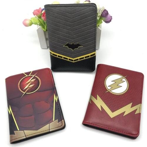 Disney New Alliance Bat Wallet Passport Flash Logo Red Leather Travel Leather Wallet Passport Book
