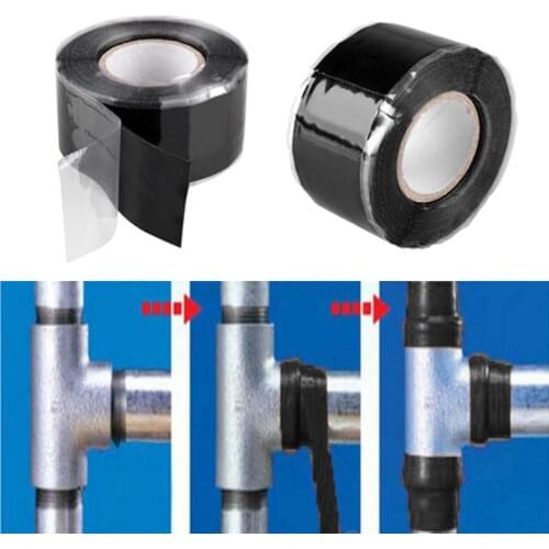 Useful Tools Waterproof Silicone Performance Repair Tape Bonding Rescue Self Fusing Hose Black Garden Water Pipe Connector