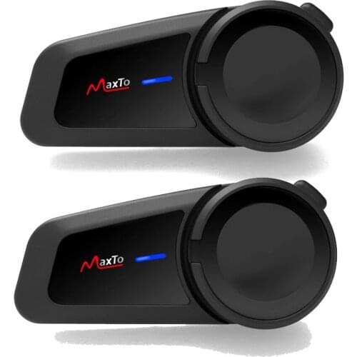 2Pcs Motorcycle Intercom Helmet Headset 6 Riders Group Talking Intercom FM Bluetooth 5.0 Compatible with any Bluetooth Headsets