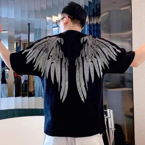2020 Top Fashion T Shirt Tshirt Homme O-neck Novelty Wings Drills Joker Cotton Short Male Popular Logo Collar Sleeve T-shirt