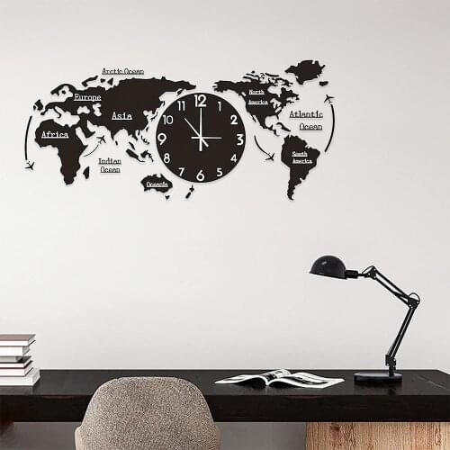 World Map Wall Clock Nordic Modern Minimalist Decoration Acrylic for Home Bedroom Office Wall Decorations In Stock
