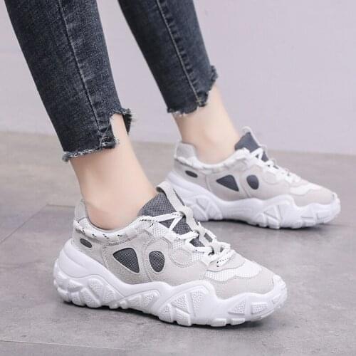 New Retro Chunky Sneakers Female Fashion High Heel Platform Sneakers Women Sneakers Trainers Basket Femme zapatos mujer U21-50
