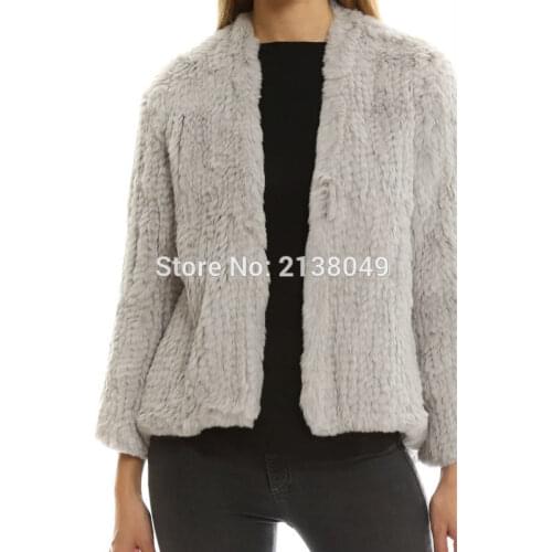 SF0016 Australian Fashion Hot Sell Women Rabbit Fur Coat Knitted Rabbit Fur jackets