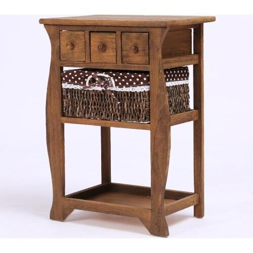 Modern Simple Solid Wood Rattan Drawer Type Bedside Storage Cabinet Simple Storage Cabinet