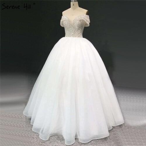 Ivory Sleeveless Sparkle Sequins Diamond Wedding Dresses 2021 Off Shoulder Sexy Bridal Gowns HA2335 Custom Made