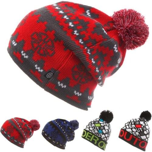 Unisex Men Women Skiing Hats Warm Winter Knitting Skating Skull Cap Hat Beanies Turtleneck Caps Ski Cap Snowboard