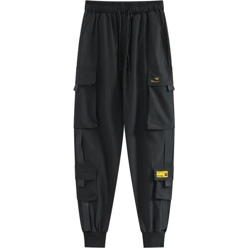 Women Fashion Streetwear Cargo Pants Black Ankle Length Elastic Waist Joggers Female Loose Trousers Casual trousers