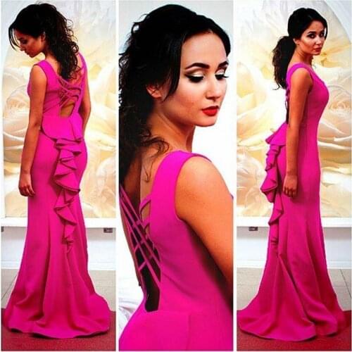 2018 vestido de noiva Mermaid Prom party gown Sheer Neckline Arabic sexy backless Custom robe de soiree bridesmaid dresses