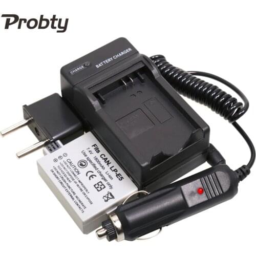 Probty 1pcs LP-E5 LP E5 Battery + Charger + car charger For Canon Rebel T1i XSi and EOS 450D 500D 1000D Kiss X3 X2 F SLR Camera