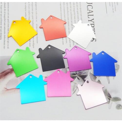 10pcs House Pet ID tags dog cat animal tags Aluminum dog tags identification pendant Bone Necklace Collar Puppy cat collar DIY