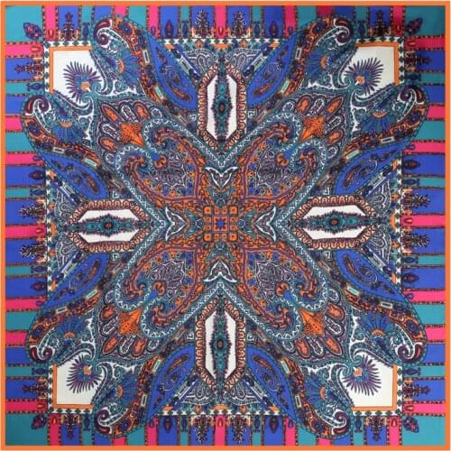 100*100cm TOP Silk superior Bohemia Scarves Women Foulard Square Hijab Scarf Ladies Shawl wrap muffler pareo female hijab