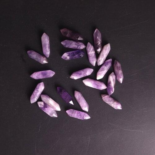 12pcs natural amethysts quartz purple crystal bullet hexagonal Column point bead mineral couple decoration Jewelry making Free