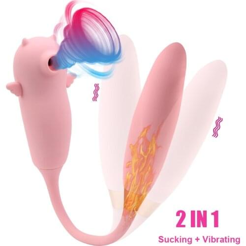 2 in 1 Sucking Vibrator Women Dildos Heated Clitoris Sucker Vaginal Balls Massager Anal Plug Erotic Female Masturbator Sex Shop