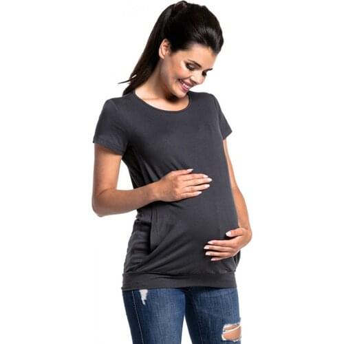 2021 Maternity Clothes Womens Maternity Breastfeedin T-Shirts Tee Nursing Tops Double Layer Short Sleeve Pregnancy Pajamas