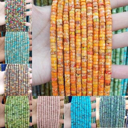 3*6mm Natural Stone Agates Aventurine Flat Cylinder Colorful Loose Beads Jewelry Making DIY Necklace Bracelet Women Accessories