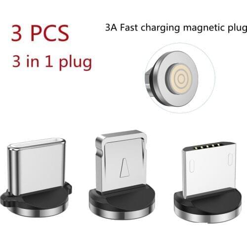 3Pcs Magnetische Kabel Plug Type C Micro Usb C Stekkers Snelle Oplaadkabel Adapter Telefoon Microusb Type-C Magneet Charger Plug