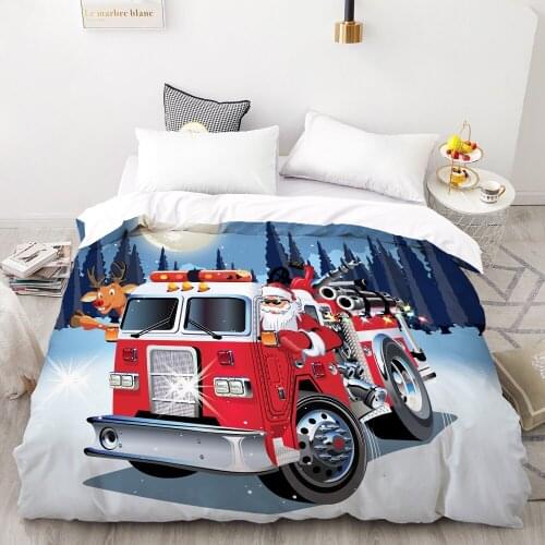 3D igital Printing Custom Duvet Cover,Quilt/Blanket case Bedding for Kids Baby Child,Christmas Santa Claus Fire truck Car